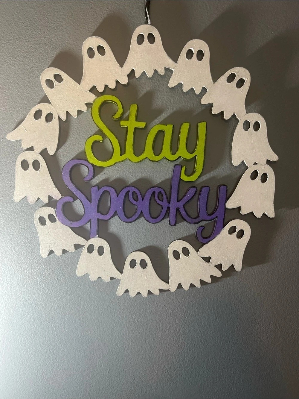 Make Market 15.5" Stay Spooky Ghost Wreath DIY Wood Plaque Wood Plaque
